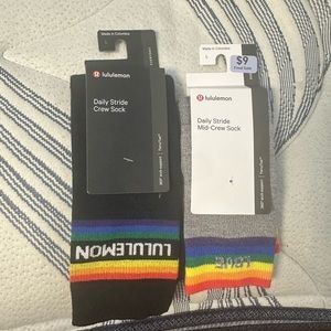 Lululemon brand new unopened, large, mid crew, and crew sock